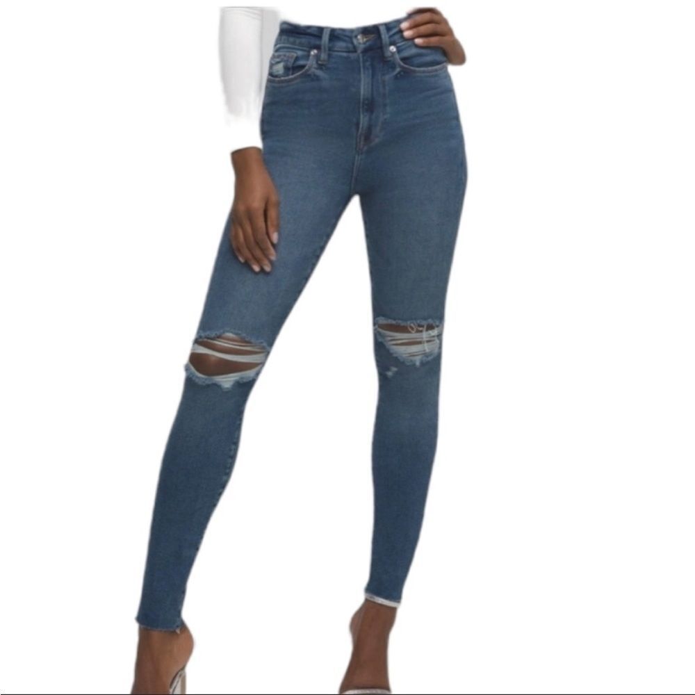 GOOD AMERICAN | Good Waist Distressed Stretchy Skinny Jeans Women’s Size 2 (26)